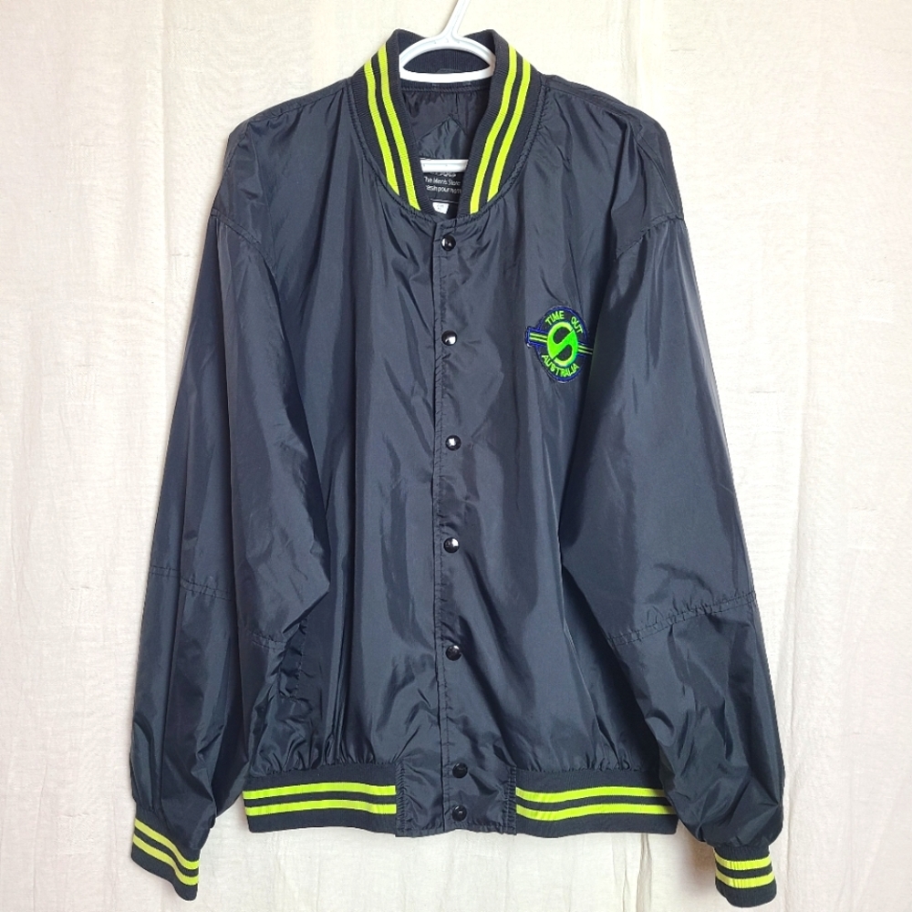 Vintage Sears Men's Black Rib Knit Front Snap On Buttons Varisity Jacket